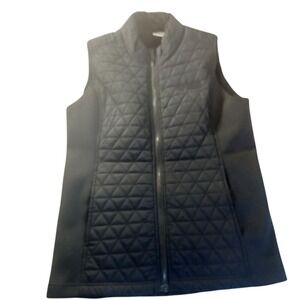 Levelwear Quilted Zip Puffer Vest‎ Womens M Black MFA Health Embroidered Logo